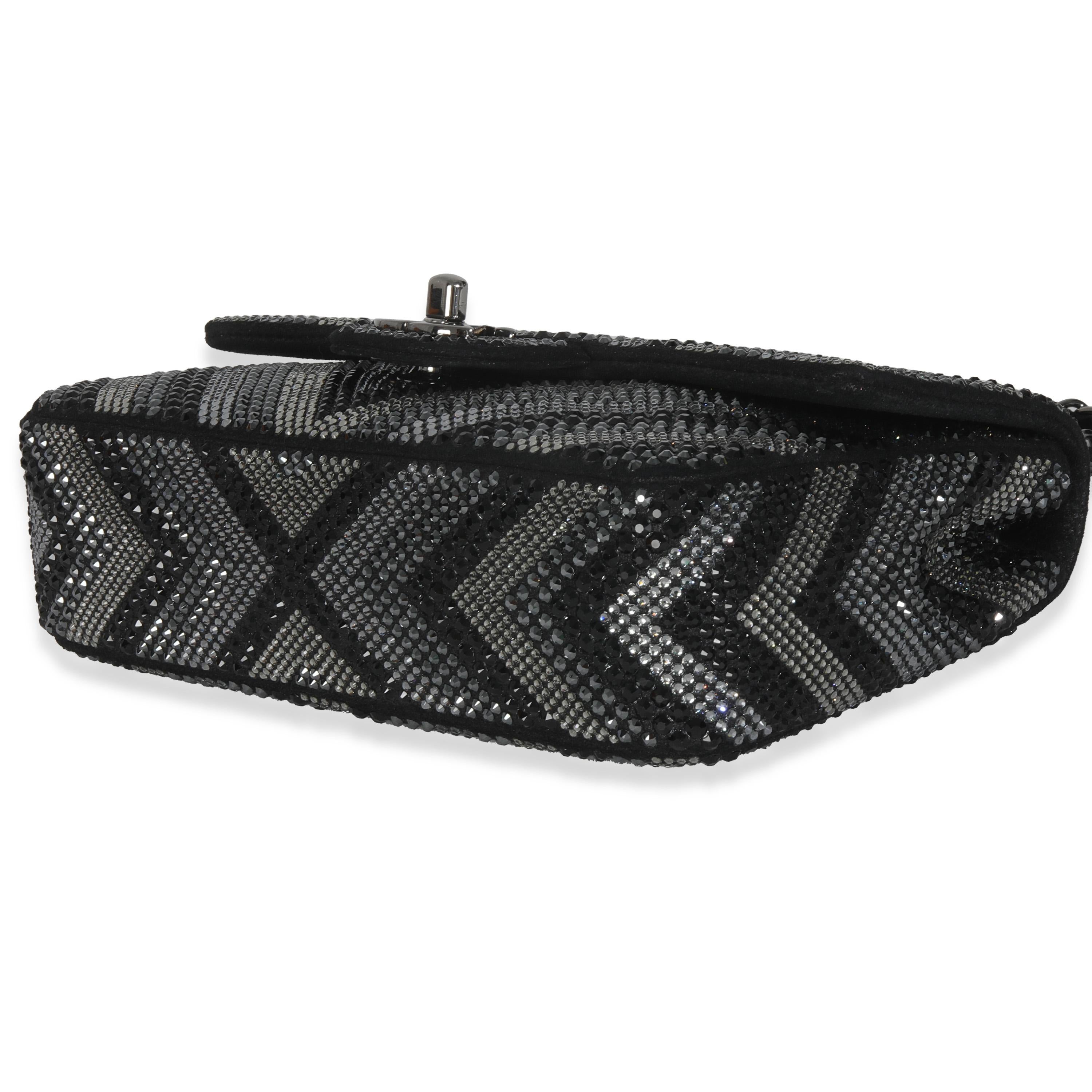 Chanel Black Strass CC Chevron Mini Flap Bag Unisexe en vente