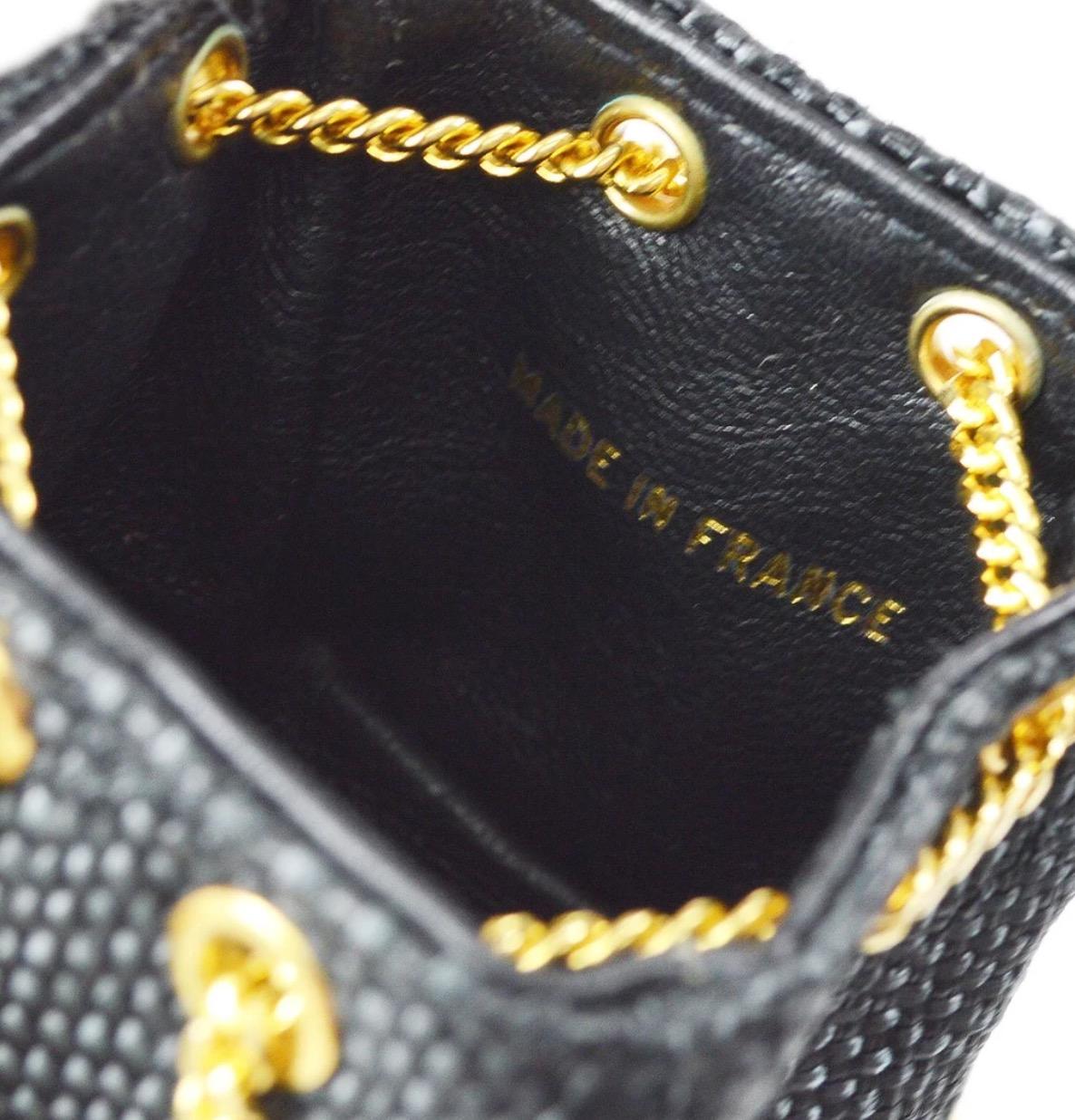 Chanel Black Straw Gold Small Micro Mini Top Handle Evening Satchel Shoulder Bag In Good Condition In Chicago, IL
