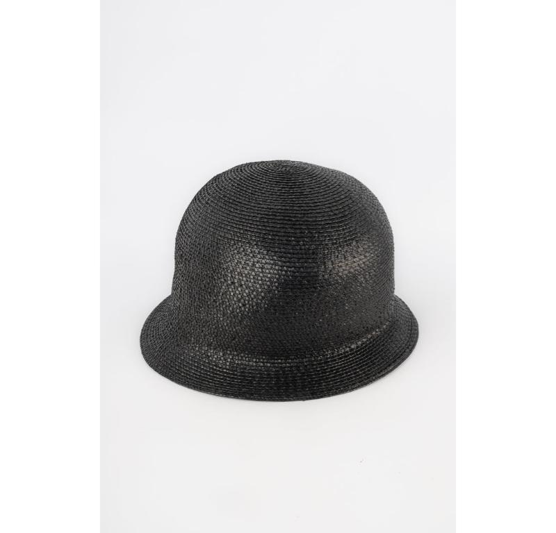 Women's Chanel Black Straw Hat