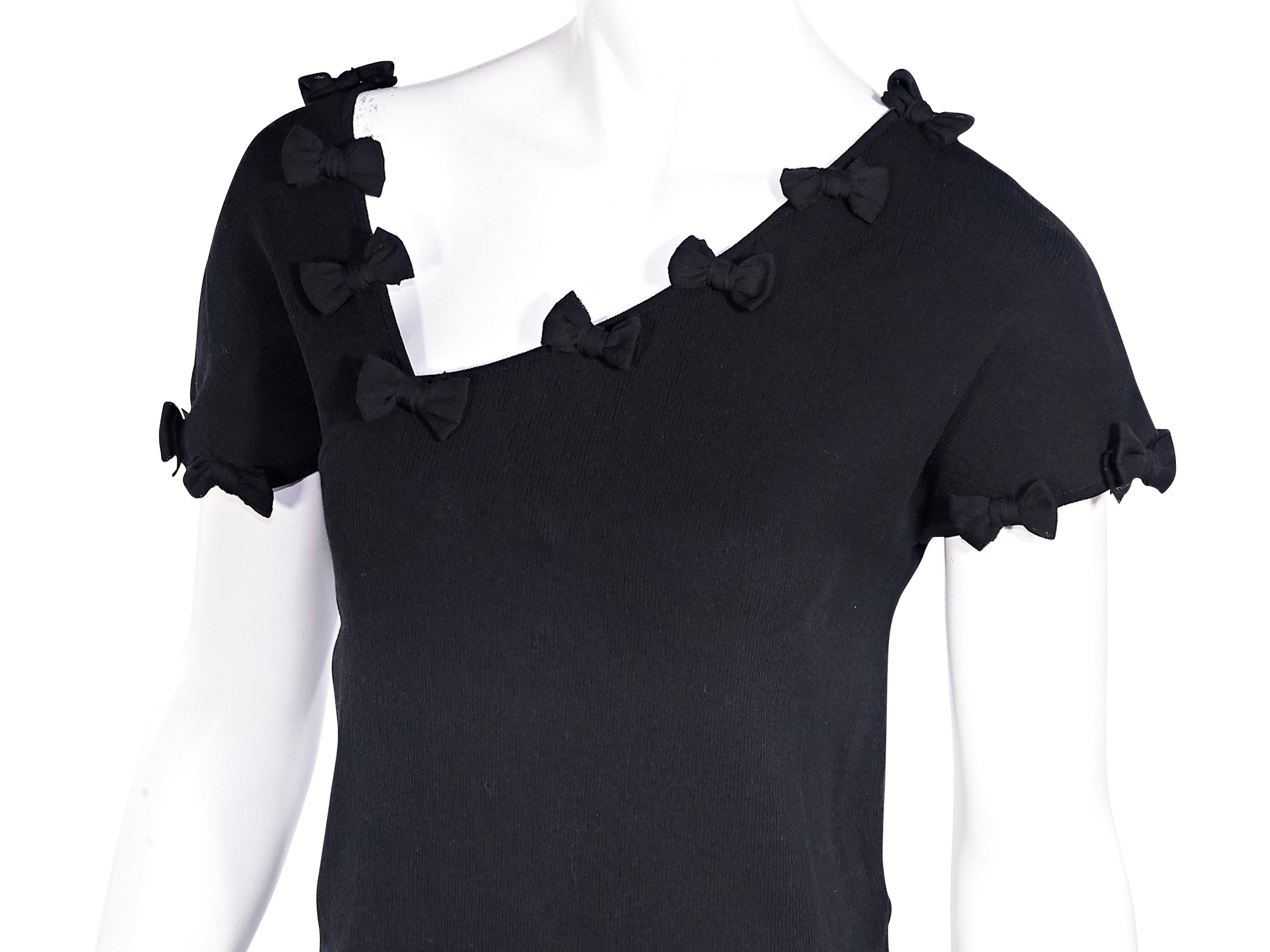 Chanel Black Stretch-Cotton Bow Top In Good Condition In New York, NY