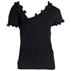 Chanel Black Stretch-Cotton Bow Top