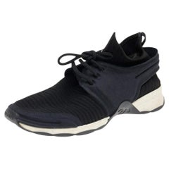 Chanel - Scarpe da ginnastica basse CC in tessuto elasticizzato e neoprene nero taglia 40