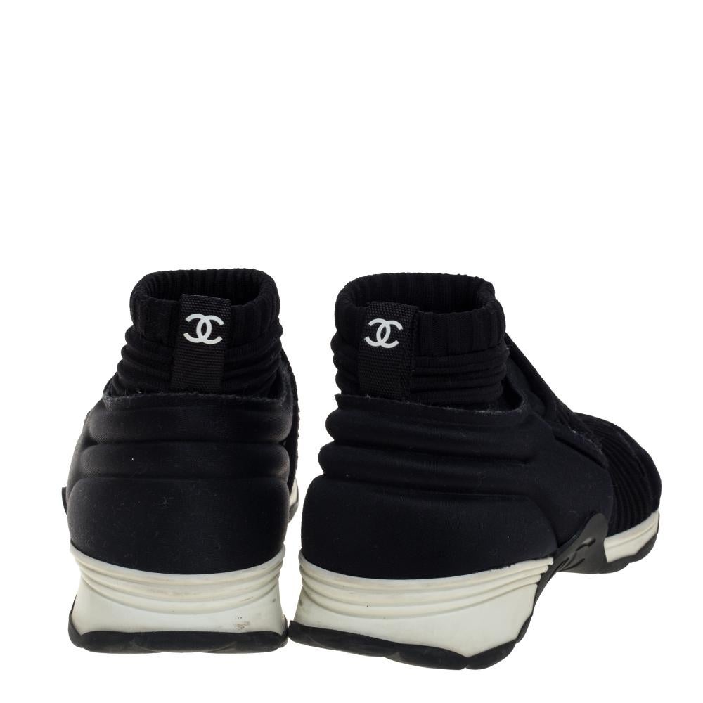 chanel stretch fabric sneakers