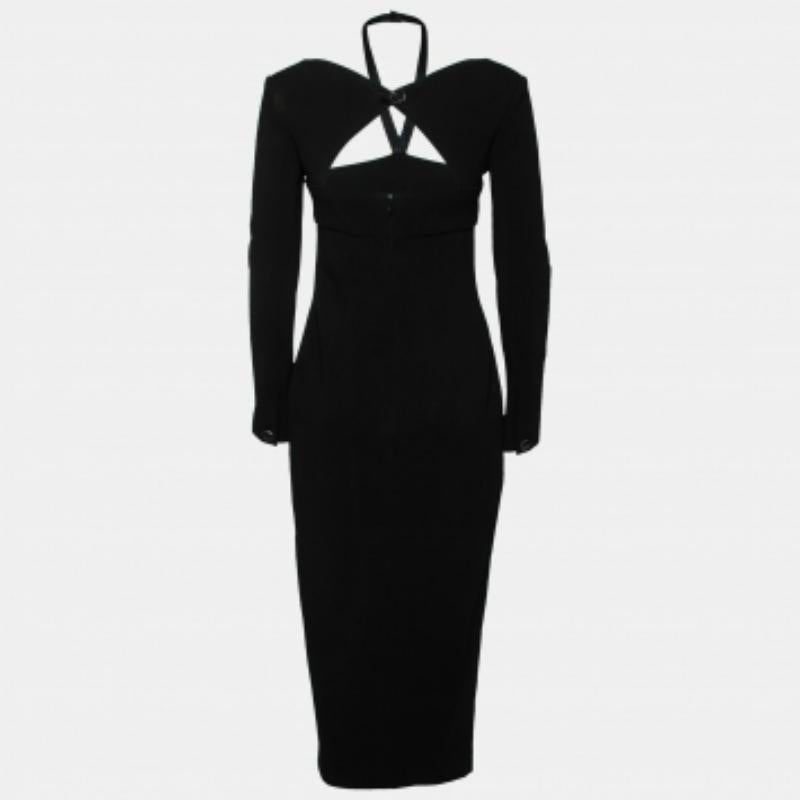 Chanel Schwarzes Midikleid aus Stretch-Strick mit Ausschnitt und Rückenausschnitt M im Zustand „Gut“ im Angebot in Dubai, Al Qouz 2