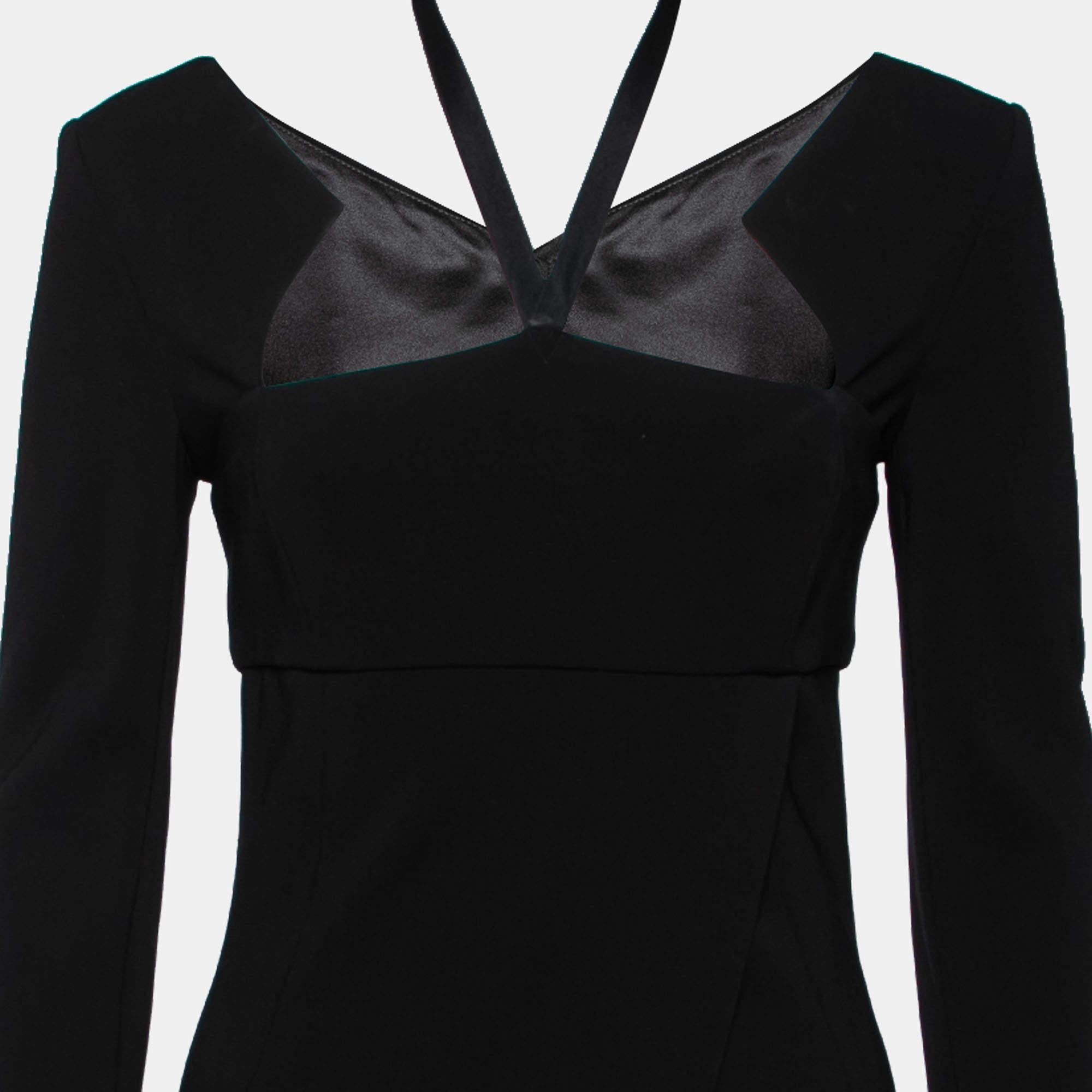 Chanel Black Stretch Knit Cut-Out Back Detail Midi Dress M In Good Condition For Sale In Dubai, Al Qouz 2