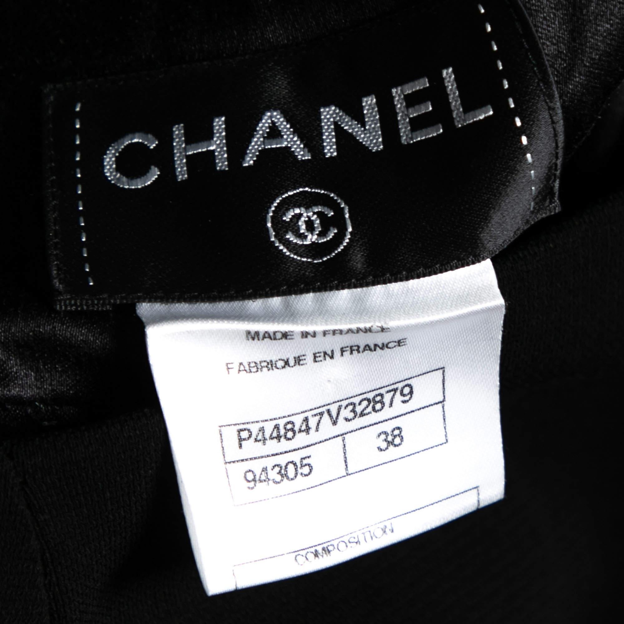 Chanel Black Stretch Knit Cut-Out Back Detail Midi Dress M For Sale 1