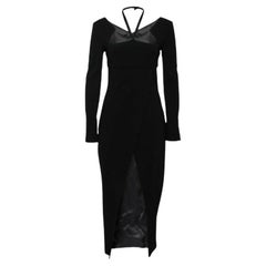 Chanel Schwarzes Midikleid aus Stretch-Strick mit Ausschnitt und Rückenausschnitt M