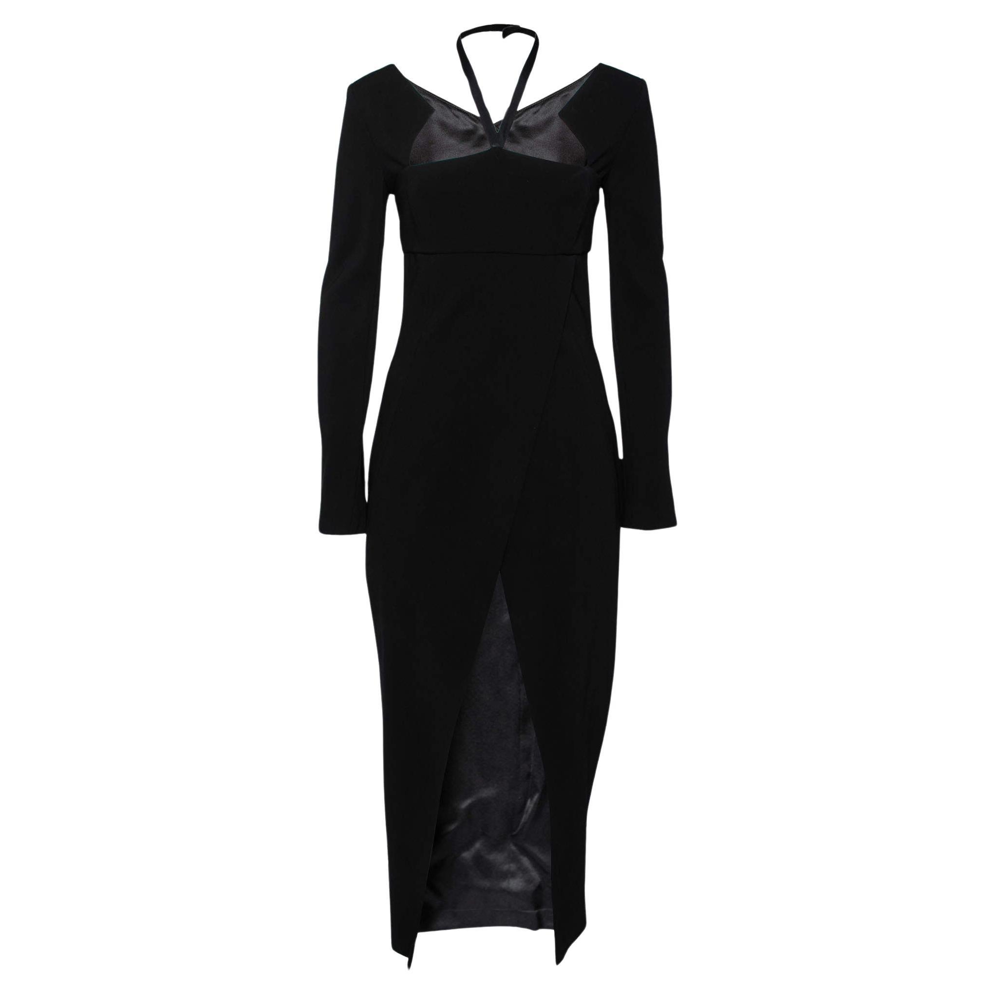 Chanel Black Stretch Knit Cut-Out Back Detail Midi Dress M