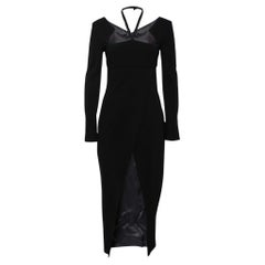 Chanel Black Stretch Knit Cut-Out Back Detail Midi Dress M