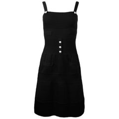 Chanel Black Stretch Sleeveless Dress w/ Pearl Buttons sz F38