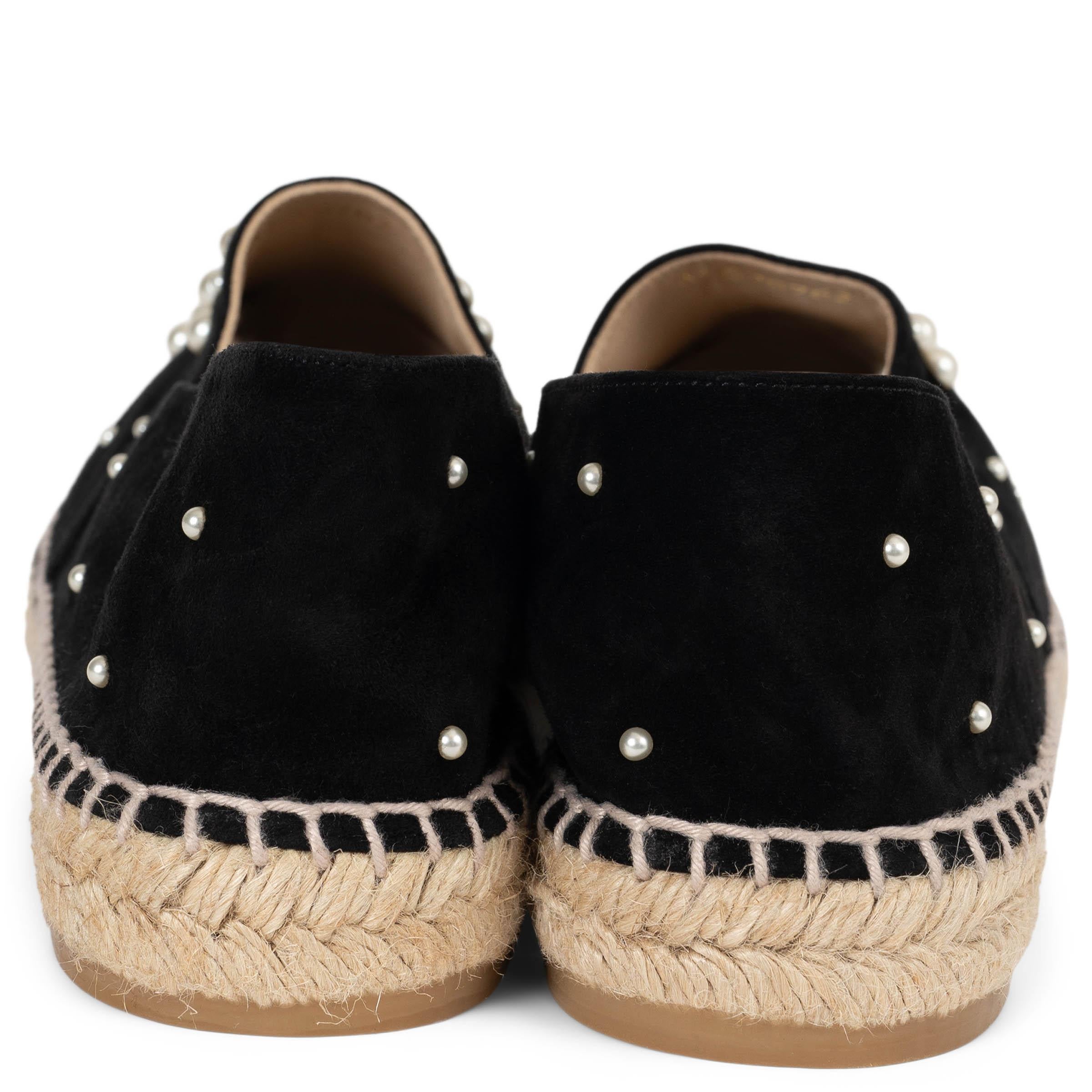 CHANEL daim noir 17B CC PEARL ESPADRILLES Chaussures 42 fit 41 Pour femmes en vente