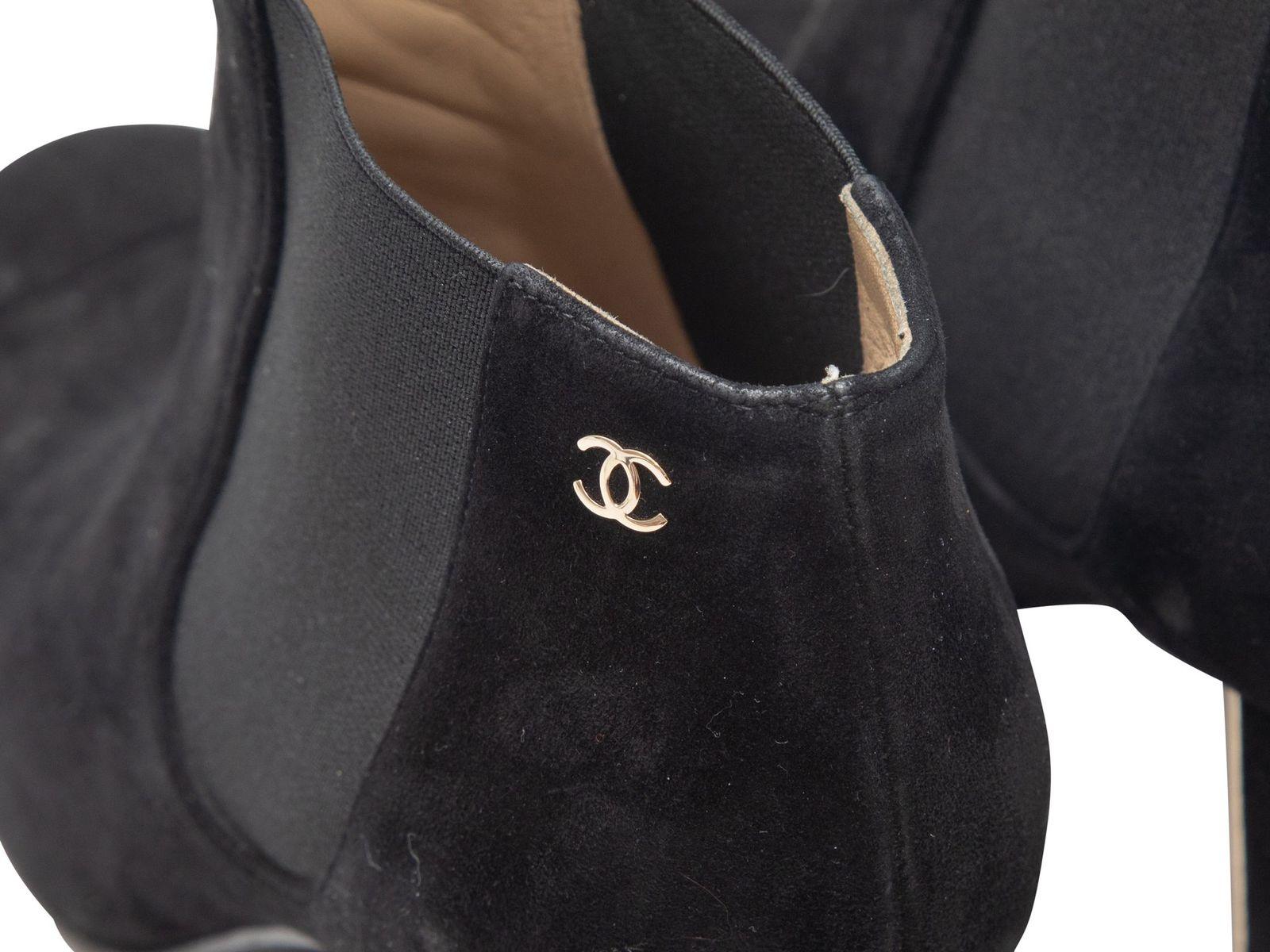 Chanel Black Suede 2017 Ankle Boots In Good Condition In New York, NY