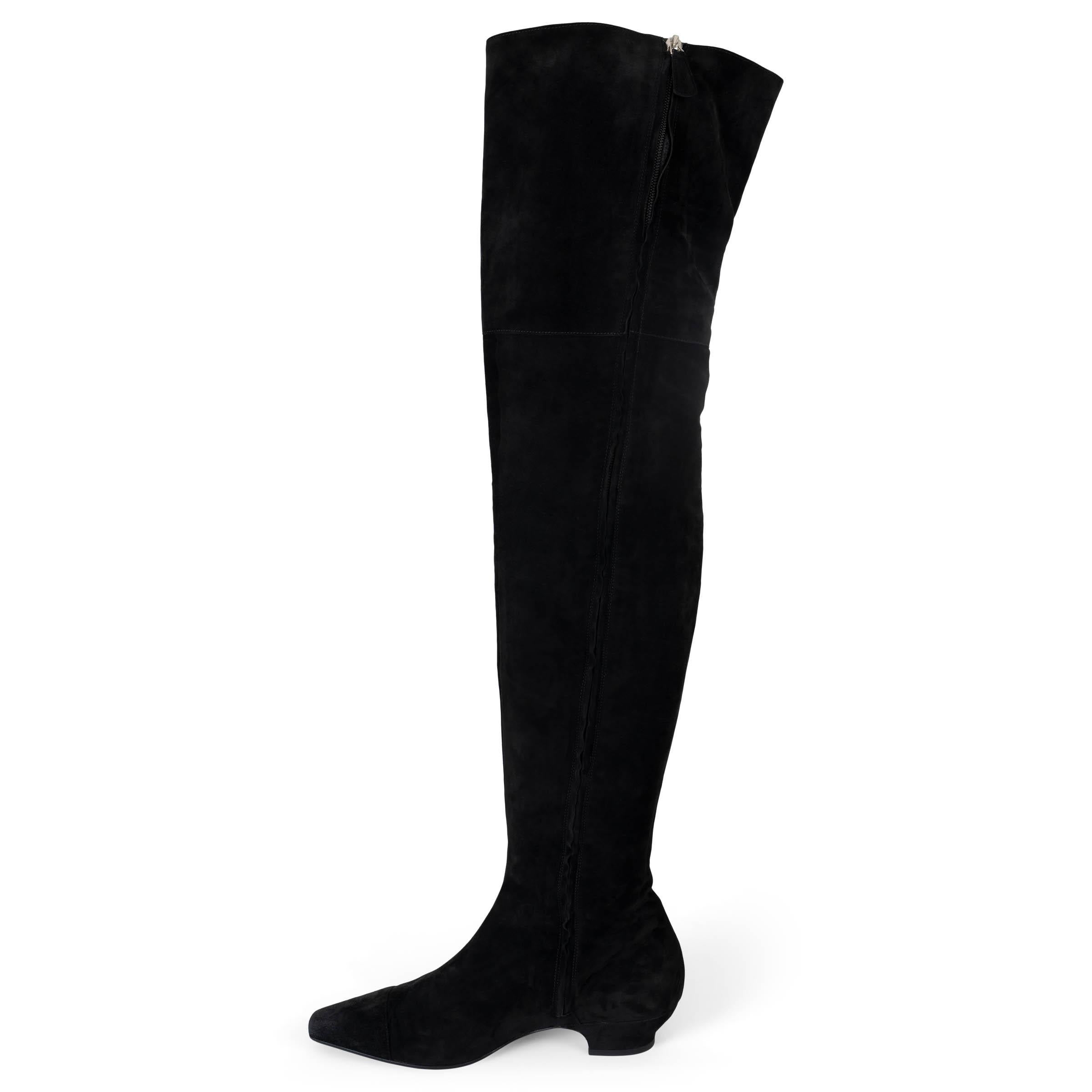 Nero Chanel camoscio nero 2018 18K PUNTA Stivali OVER-KNEE Scarpe 39