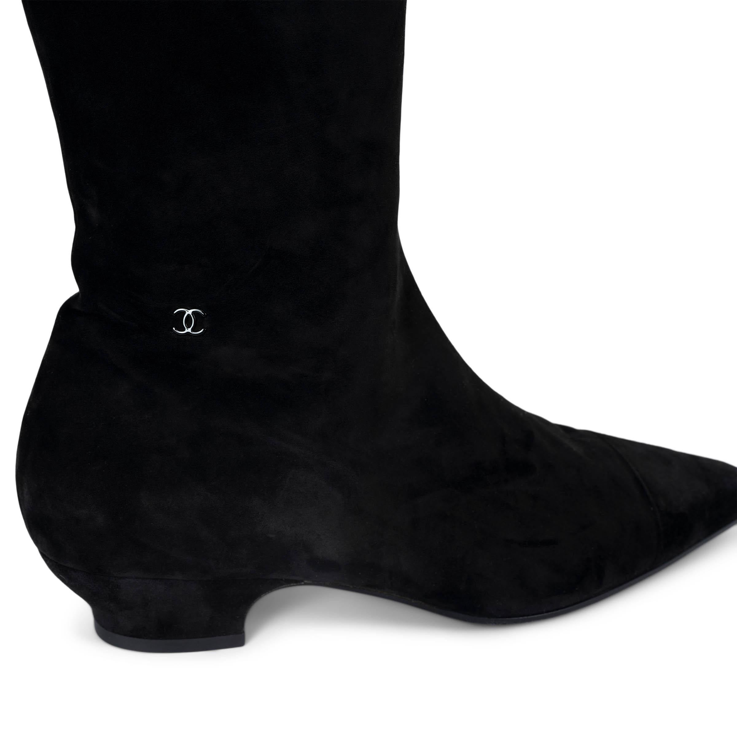 Chanel camoscio nero 2018 18K PUNTA Stivali OVER-KNEE Scarpe 39 1