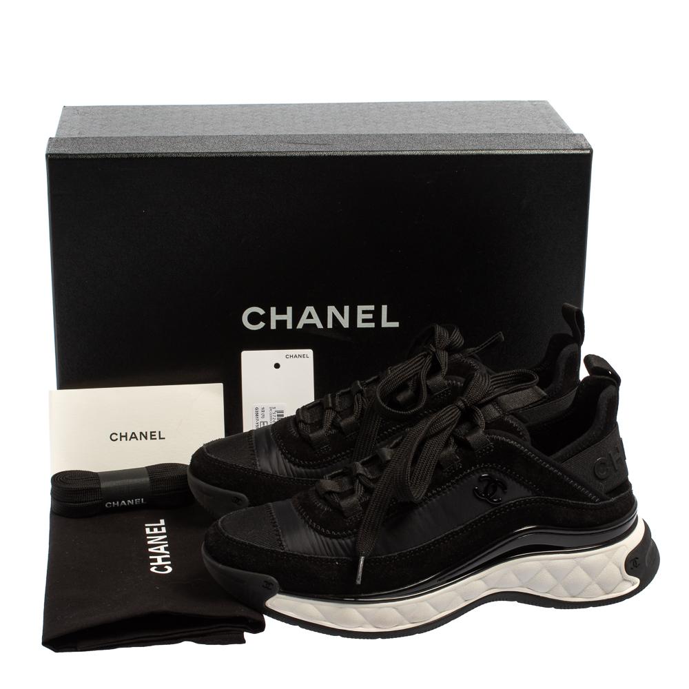 Chanel Black Suede And Nylon Sport Trail Low Top Sneakers Size 36 1