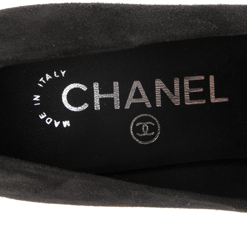Chanel Black Suede And Satin Cap Toe Pumps Size 36.5 3
