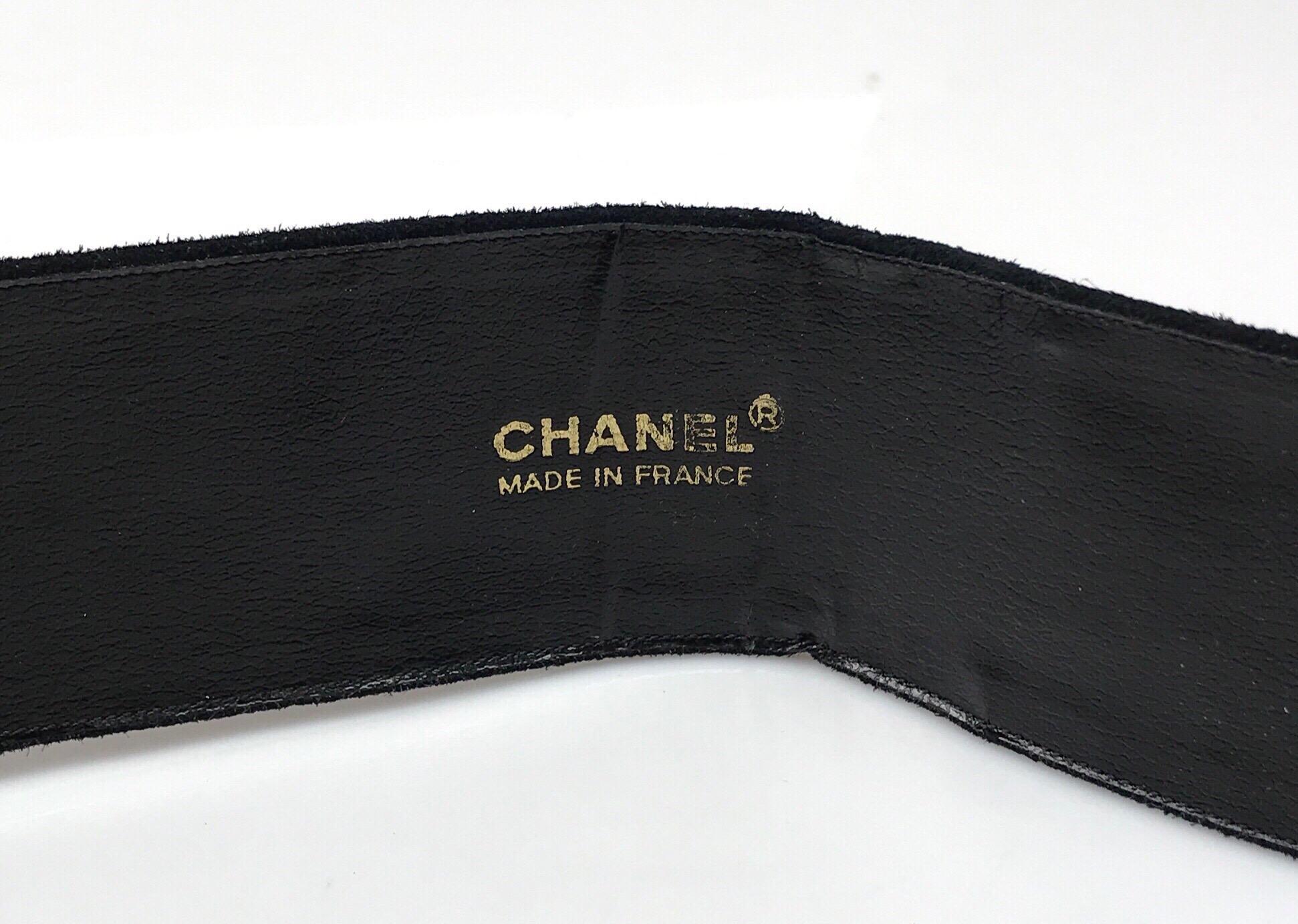 Chanel Black Suede Belt w/ Gold Rope & Pearl Buckle- Circa Late 90's 2