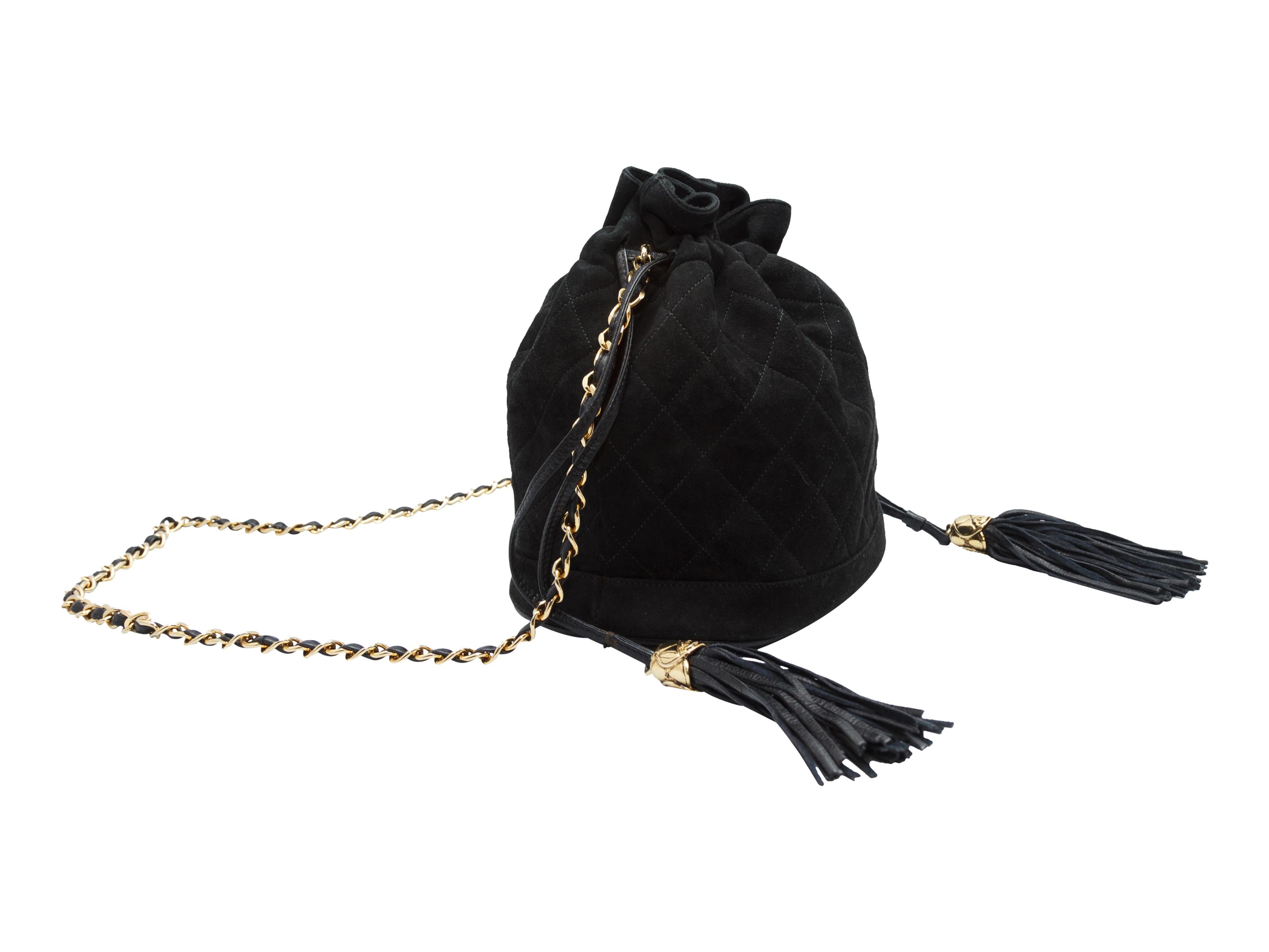 Women's Chanel Black Suede Bucket Bag