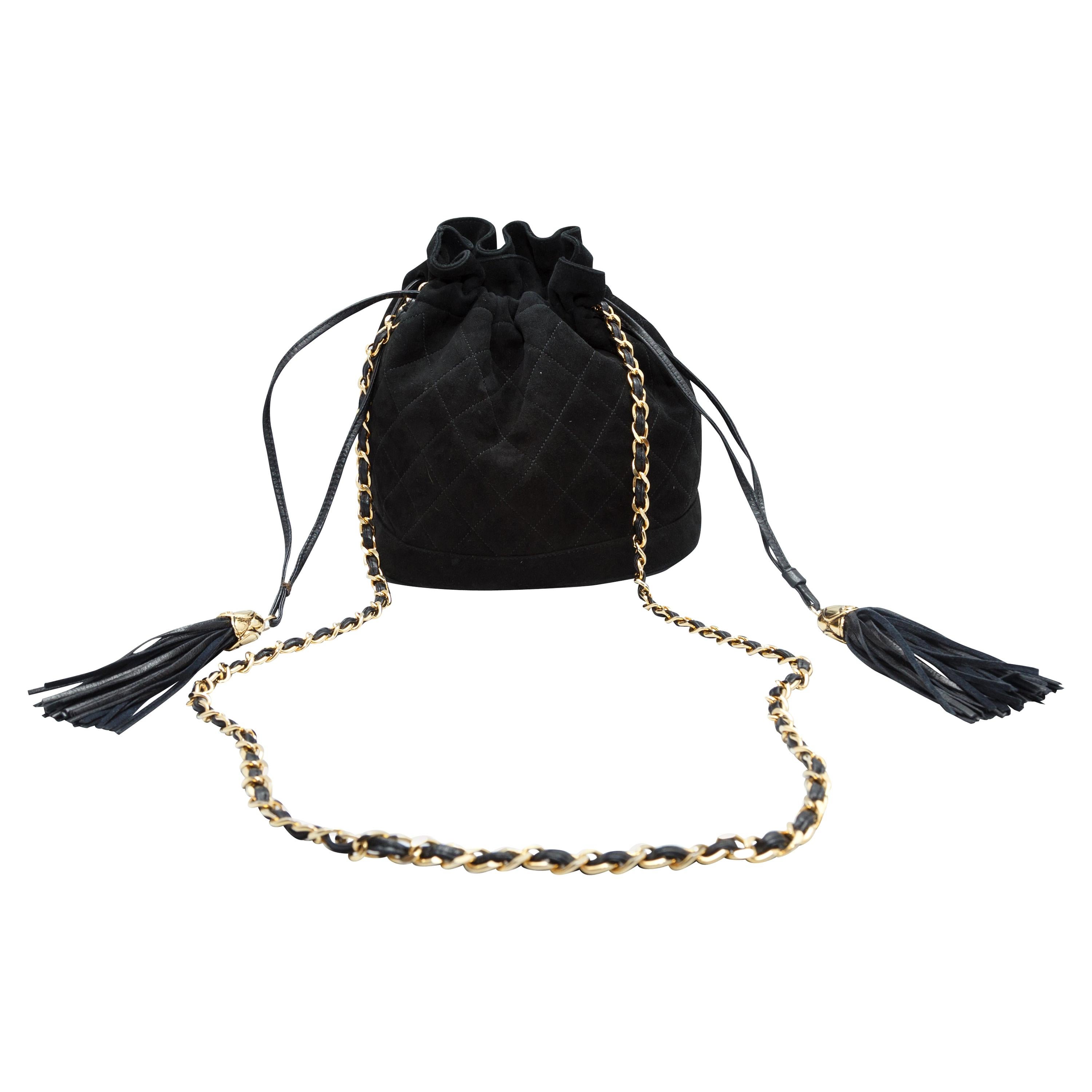 Chanel Black Suede Bucket Bag