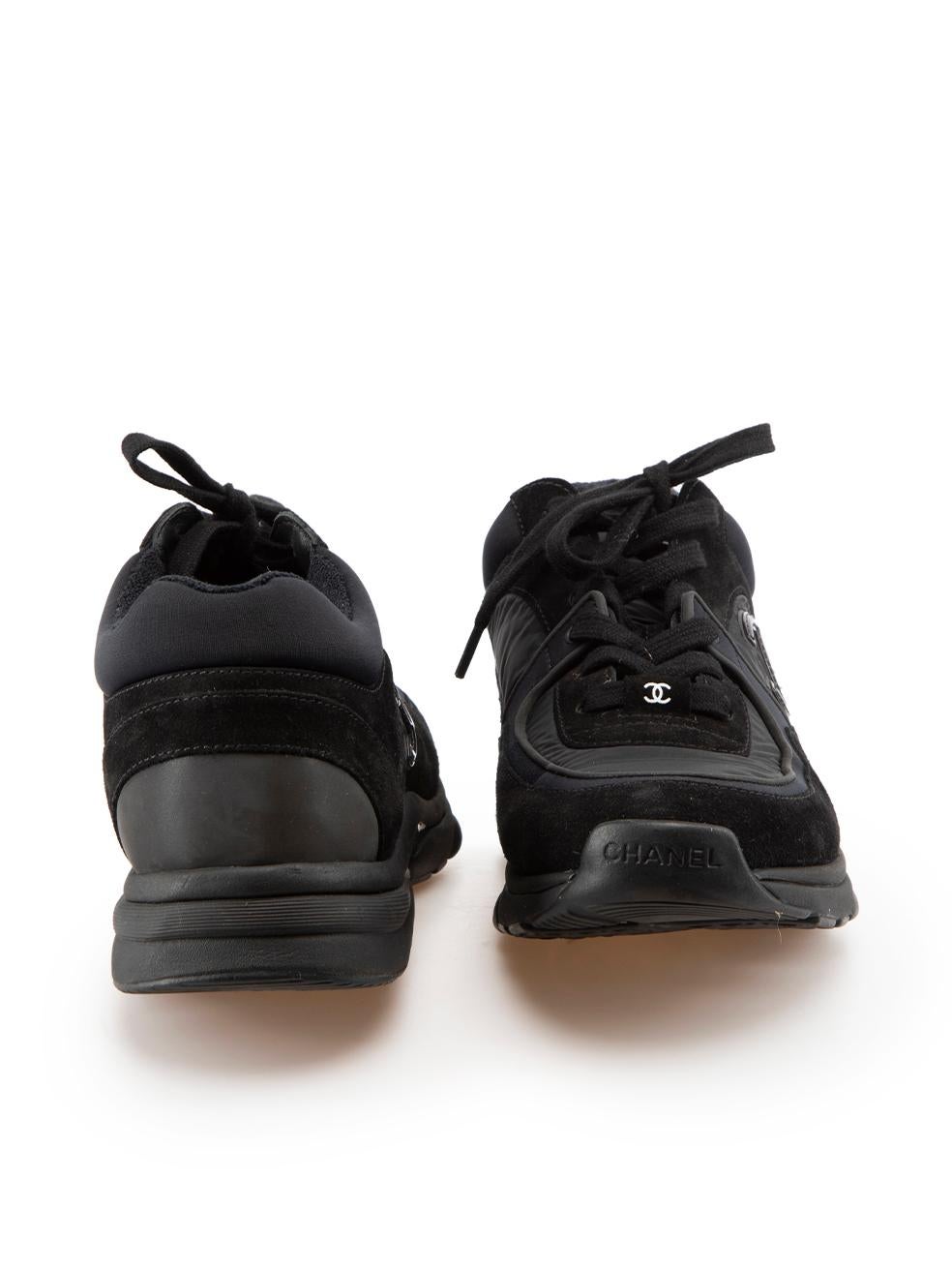 Chanel Black Suede CC Athletic Trainers Size IT 40 In Excellent Condition In London, GB