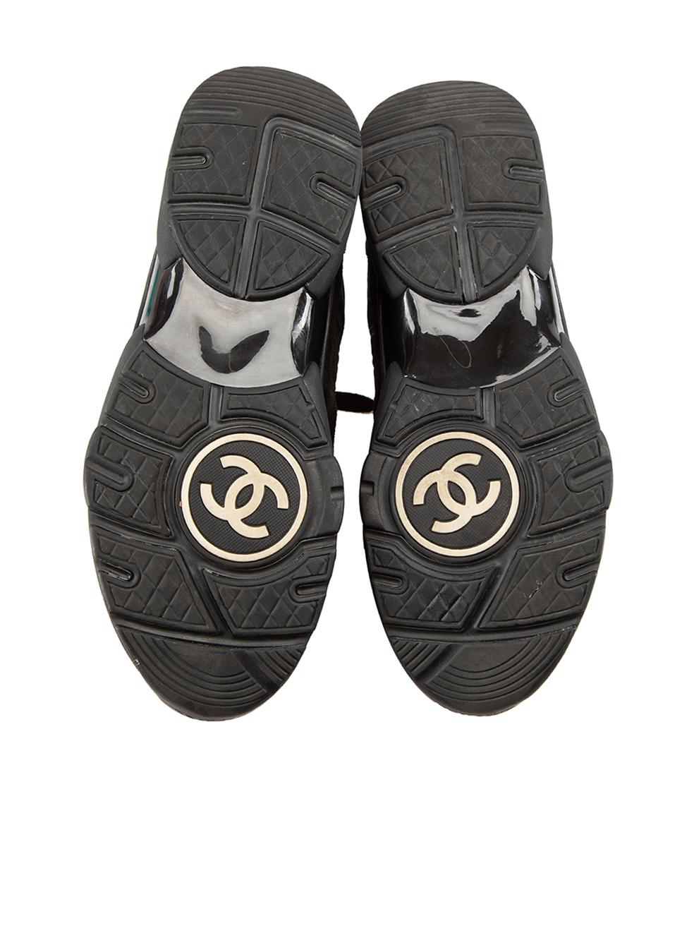 Women's Chanel Black Suede CC Athletic Trainers Size IT 40