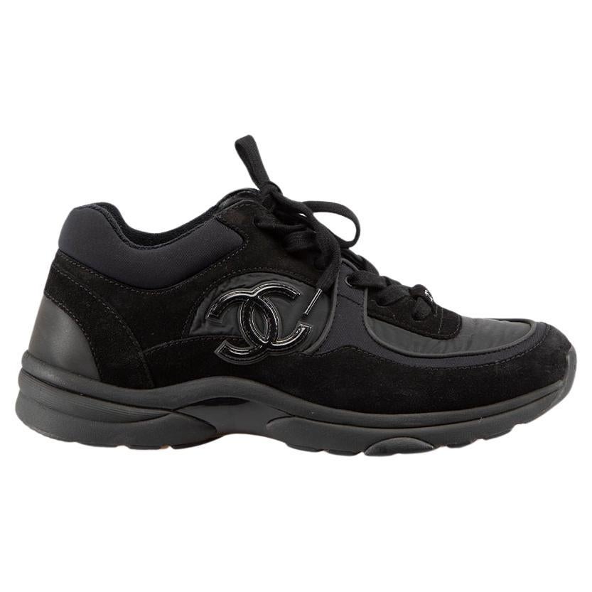 Chanel Black Suede CC Athletic Trainers Size IT 40