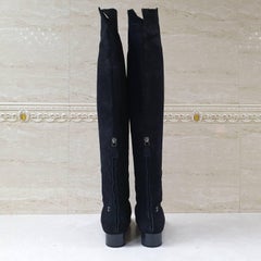 Chanel Black Suede CC logo Boots