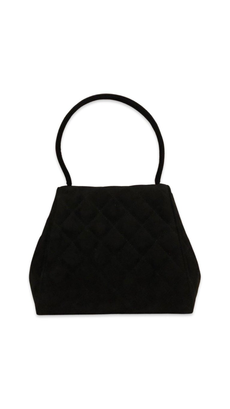 Chanel Black Suede CC Turn-Lock Flap Handbag For Sale at 1stDibs
