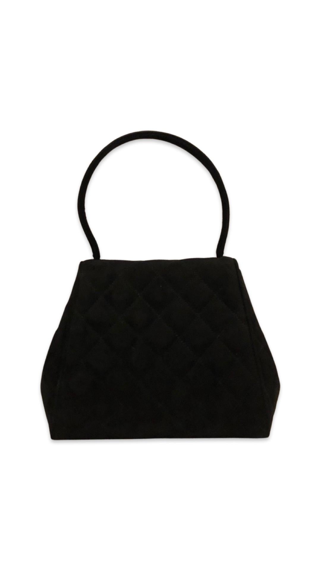 Chanel Black Suede CC Turn-Lock Flap Handbag In Excellent Condition For Sale In Sheung Wan, HK