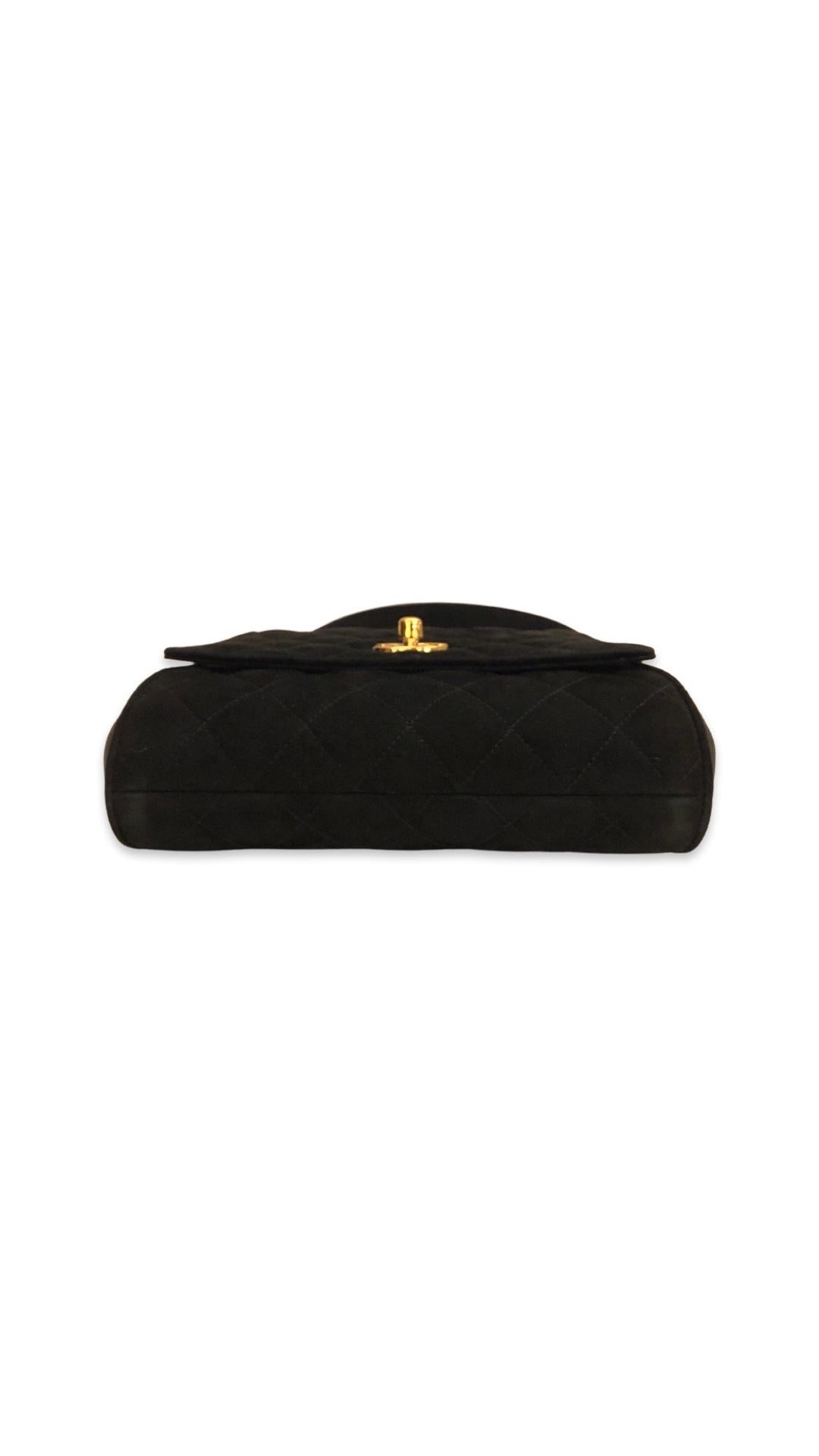Women's or Men's Chanel Black Suede CC Turn-Lock Flap Handbag  For Sale