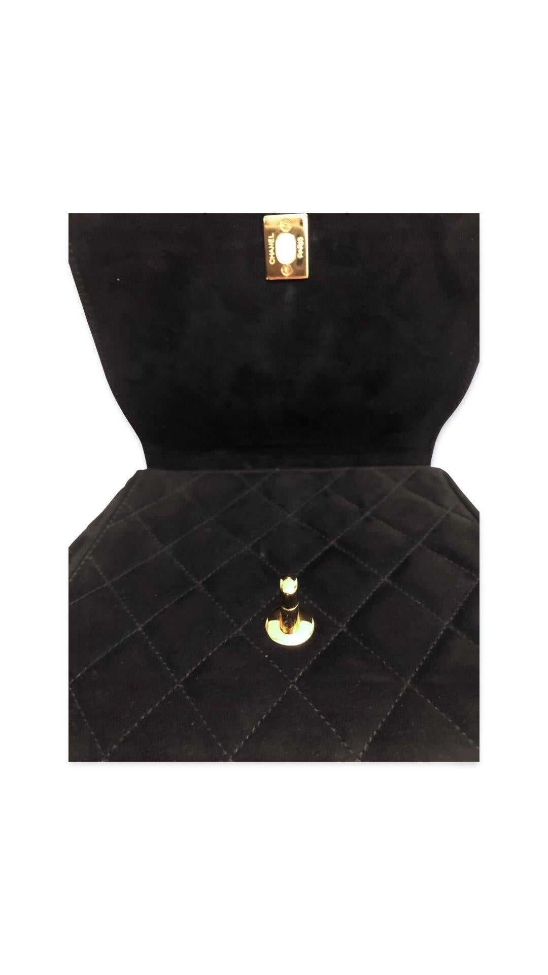 Chanel Black Suede CC Turn-Lock Flap Handbag  For Sale 1