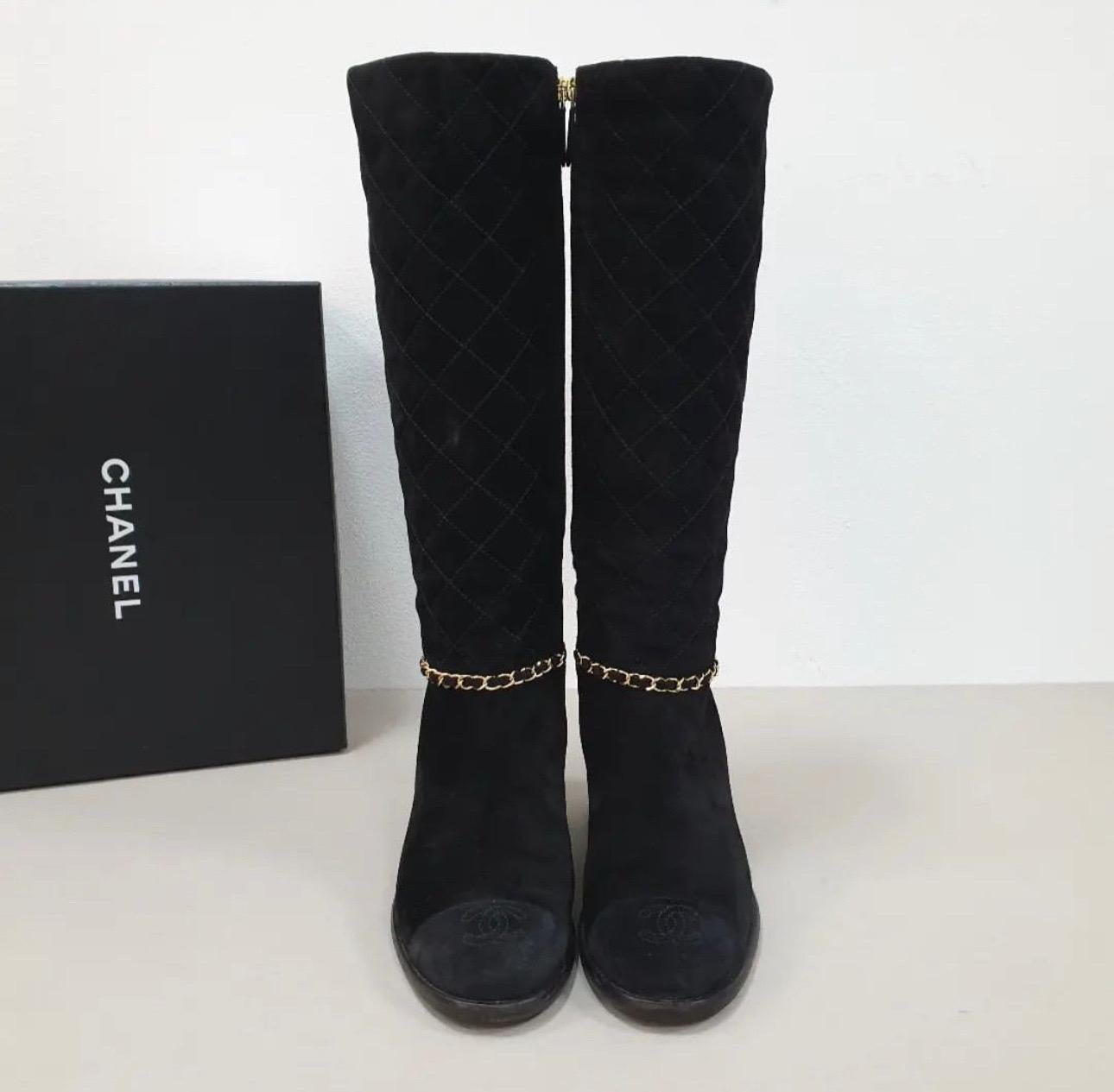 chanel boots suede