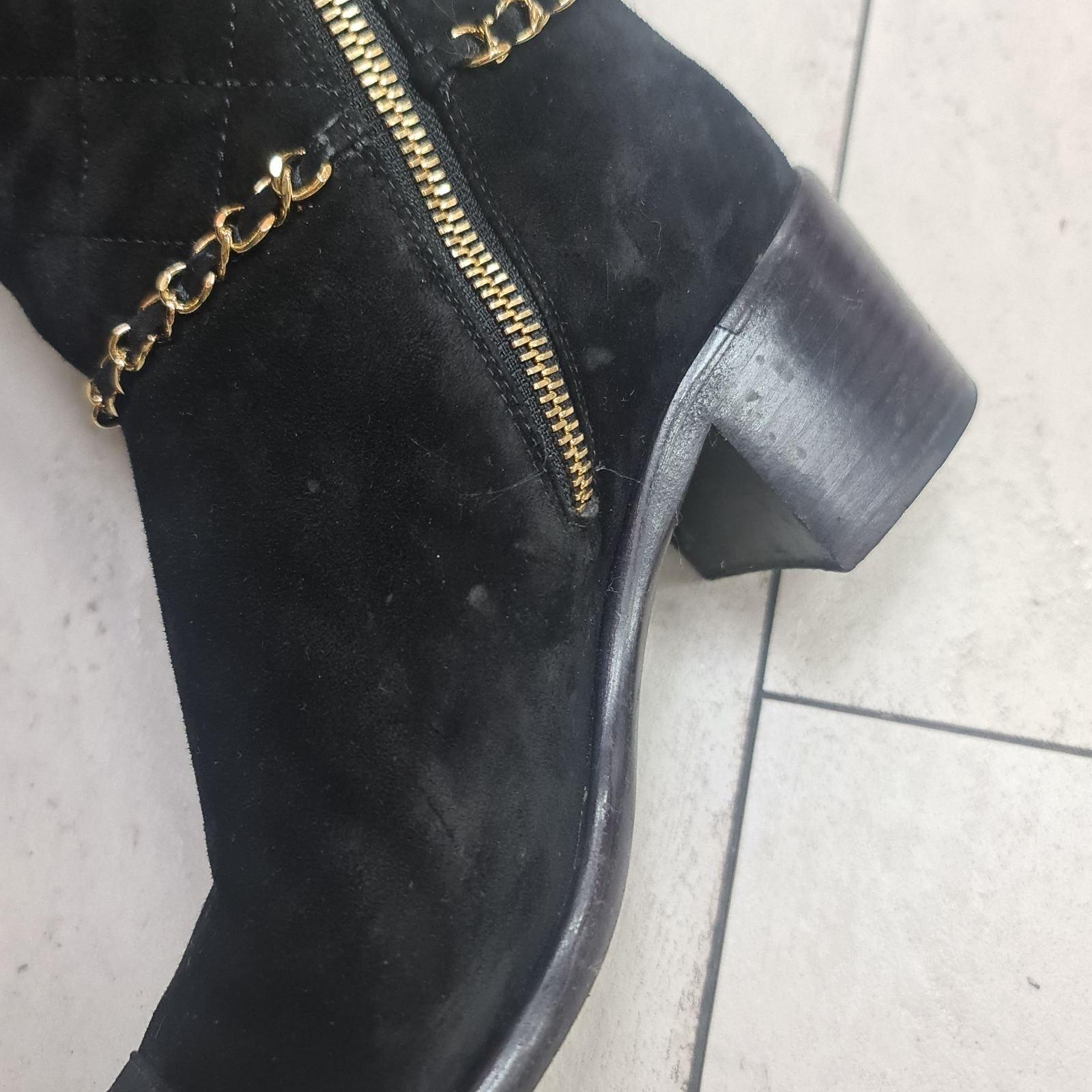 Chanel Black Suede Chain Boots 1