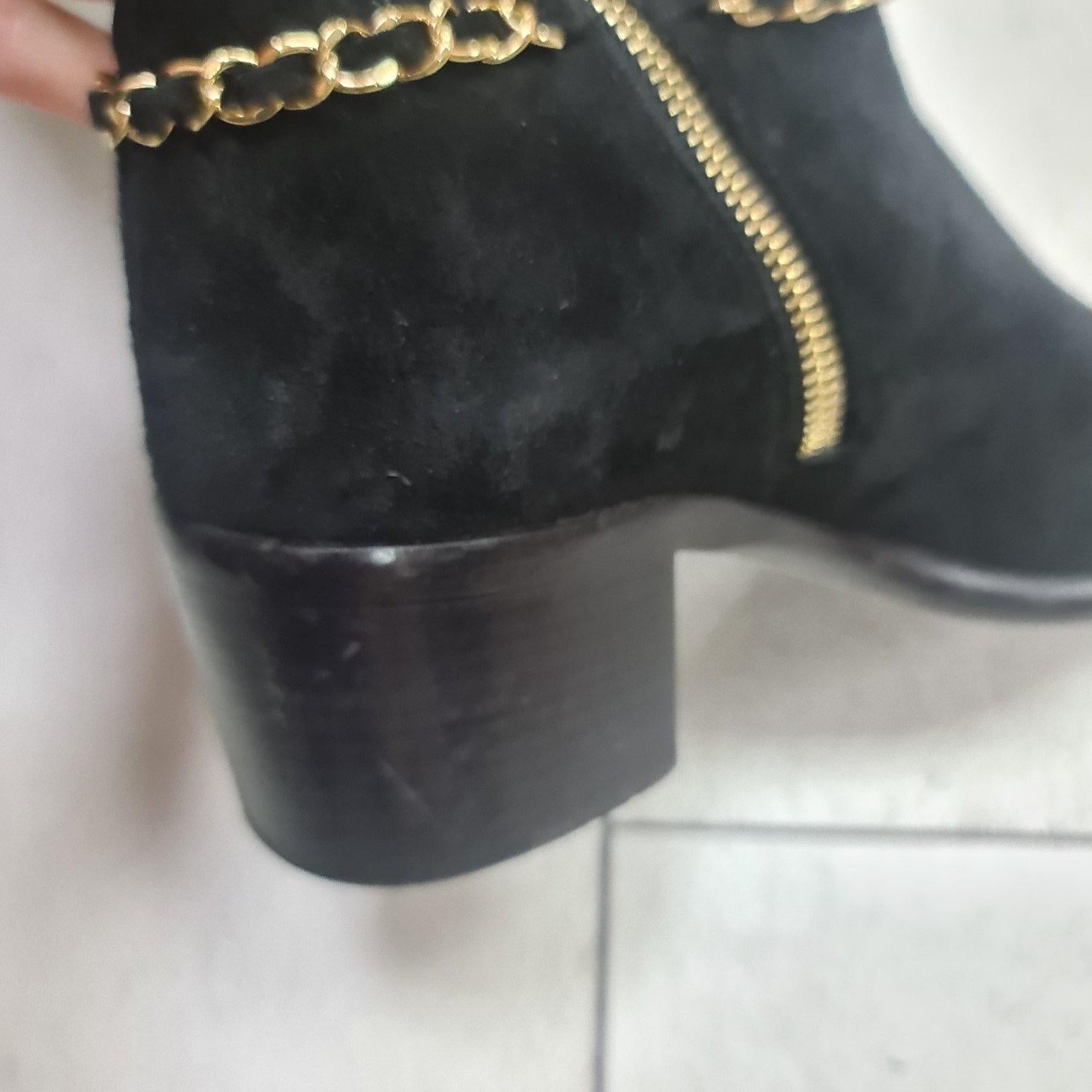 Chanel Black Suede Chain Boots 2