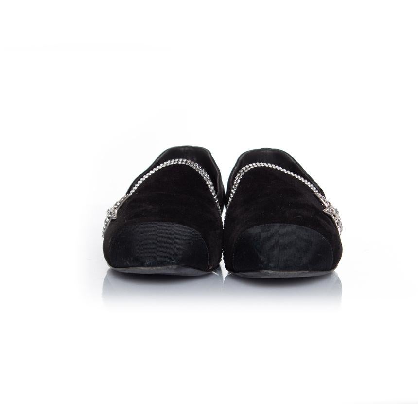 Women's Chanel, Black suede comet star loafer For Sale