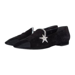 Chanel, Schwarzer Comet Star Loafer aus Wildleder