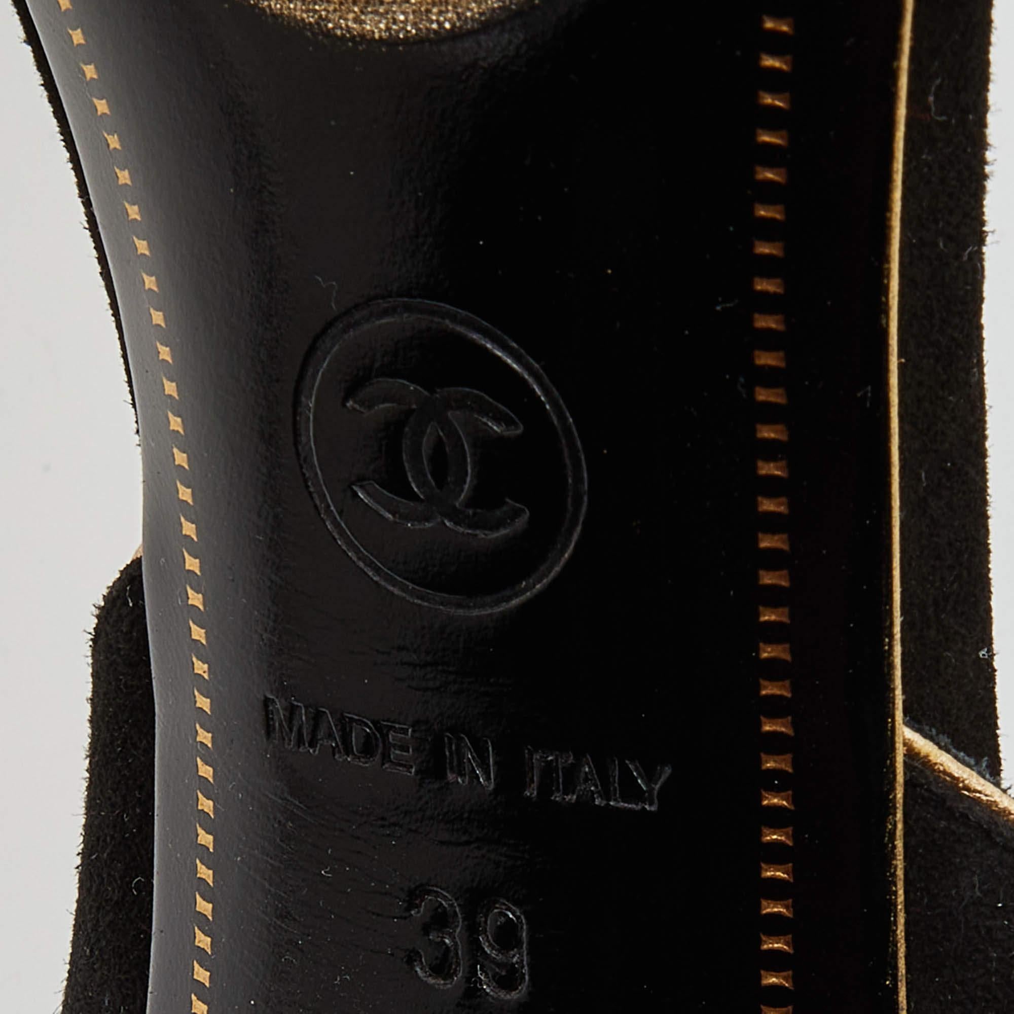 Chanel Black Suede Cut Out CC Slingback Sandals Size 39 4