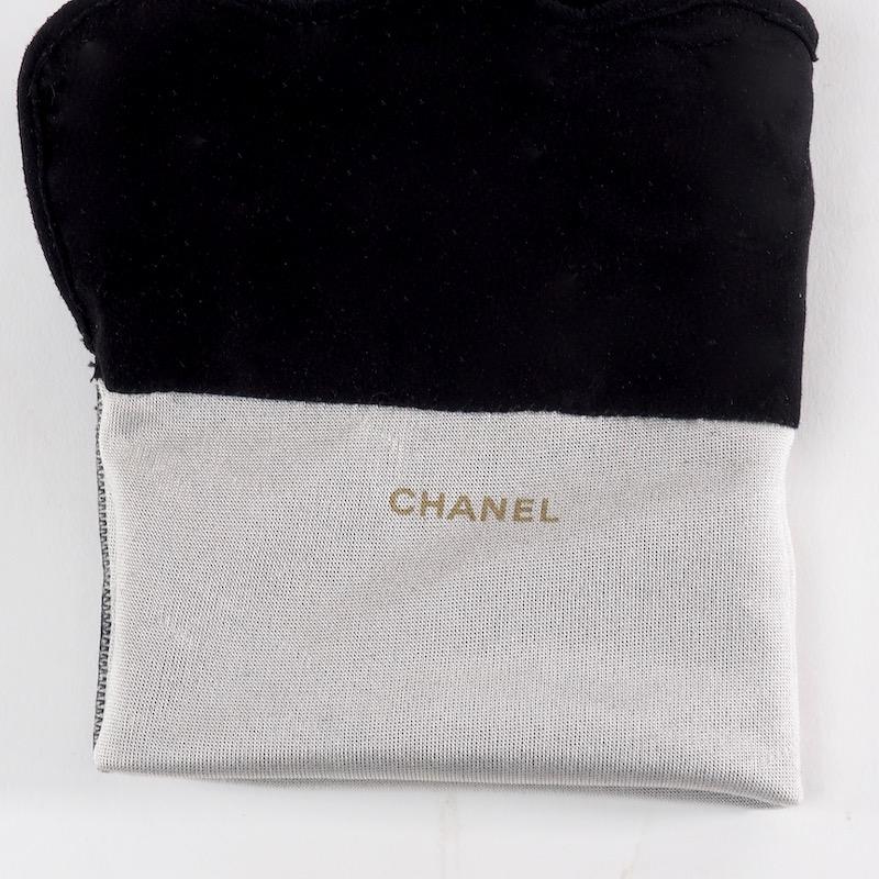 Chanel Black Suede Elbow length Gloves For Sale 2