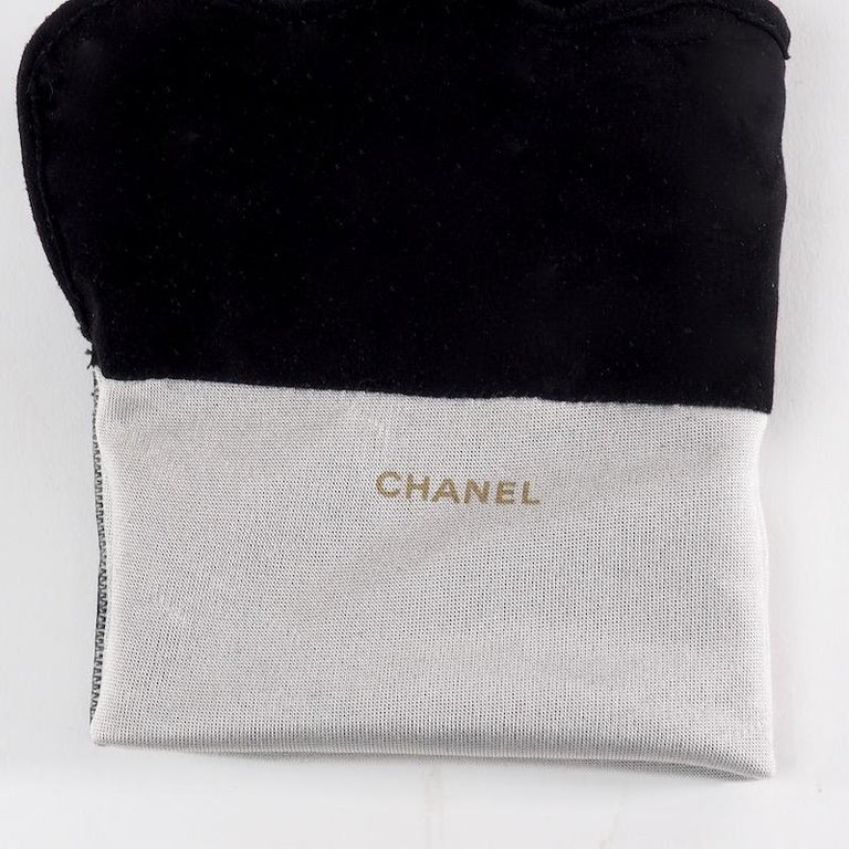Chanel Black Suede Elbow length Gloves For Sale at 1stDibs