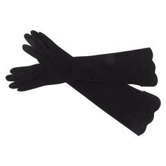 Vintage Chanel Black Suede Elbow length Gloves