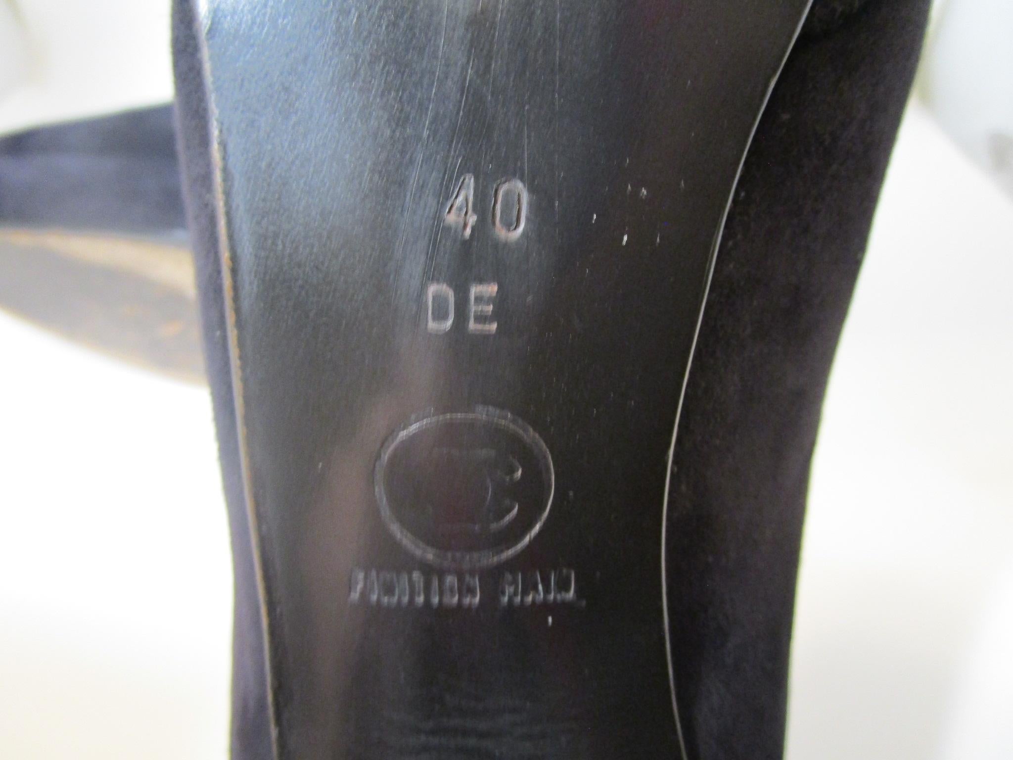 CHANEL CC Black Suede Evening Heels Shoes Metal Sz40  For Sale 1