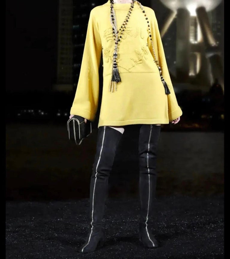 CHANEL Black Suede Front Zip Over The Knee Boots For Sale at 1stDibs