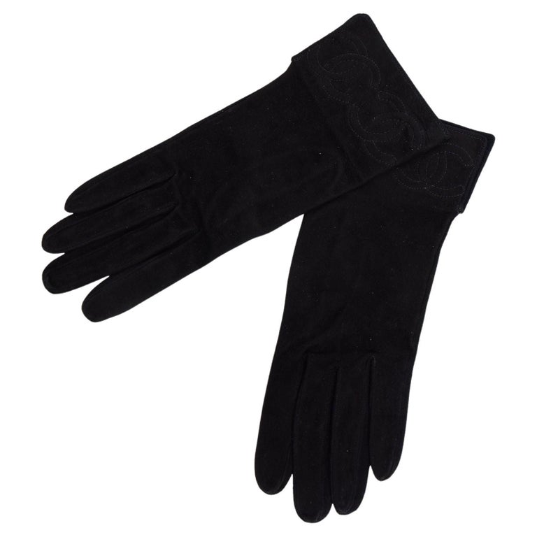 Chanel Black Suede Gloves For Sale at 1stDibs  chanel black gloves, chanel  gloves, chanel winter gloves