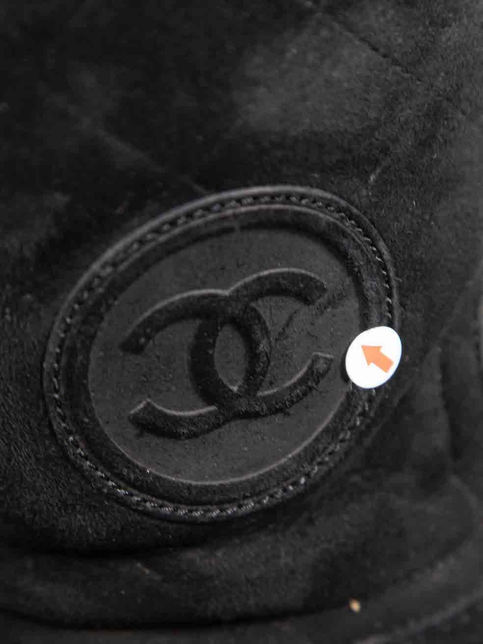 Chanel Black Suede Interlocking CC Logo Boots Size IT 37 For Sale 3