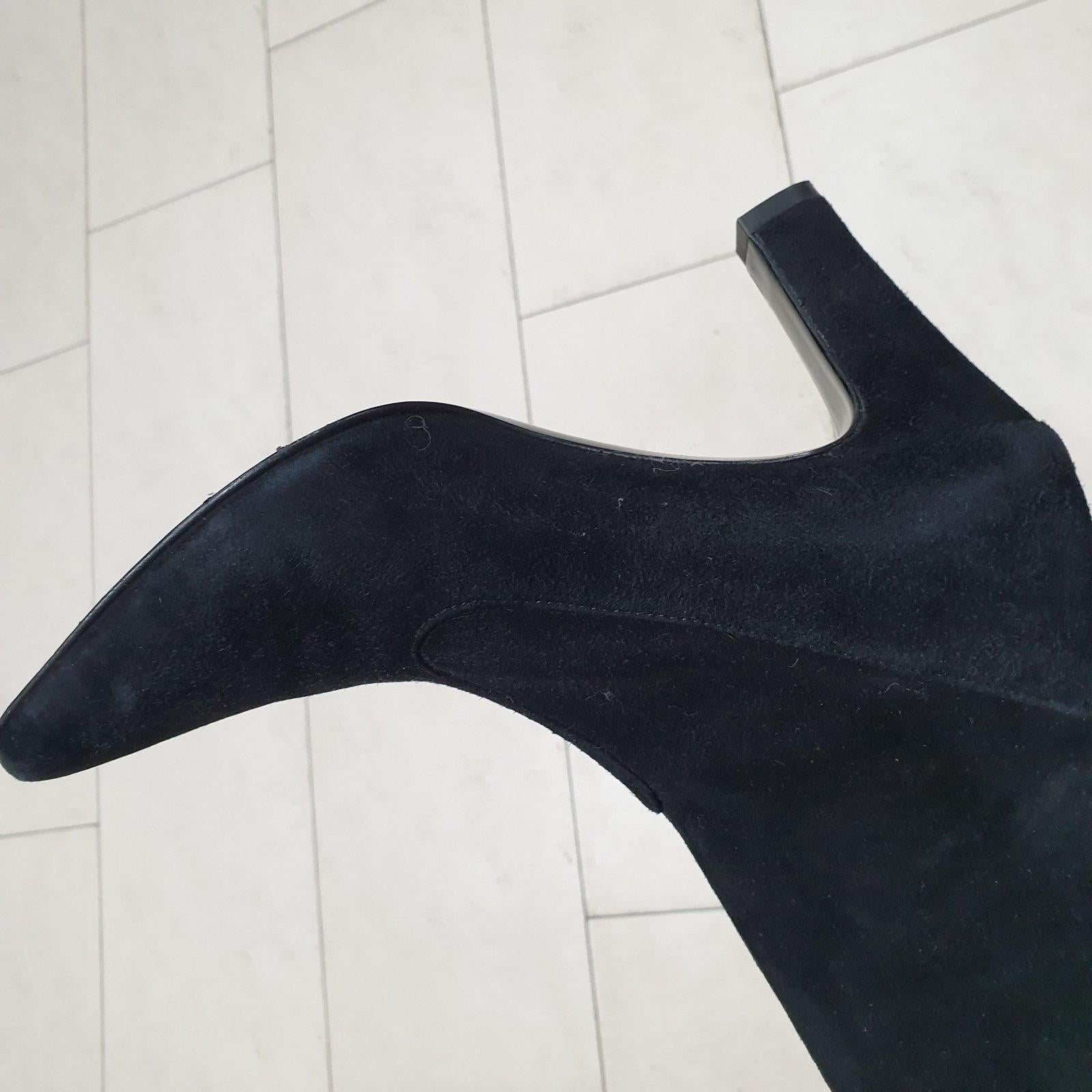 Chanel Black Suede Leather Over Knee Boots For Sale 6
