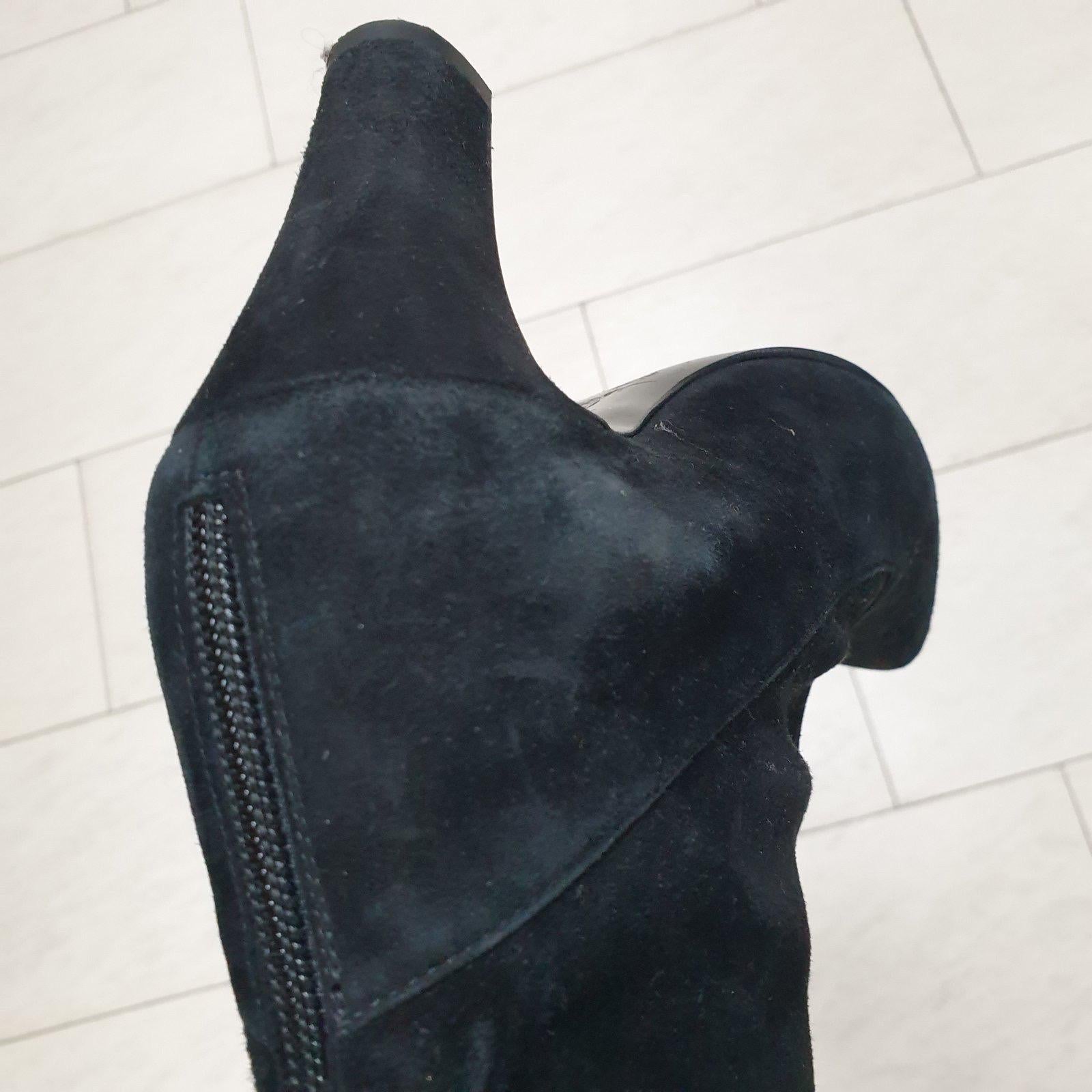 Chanel Black Suede Leather Over Knee Boots For Sale 7