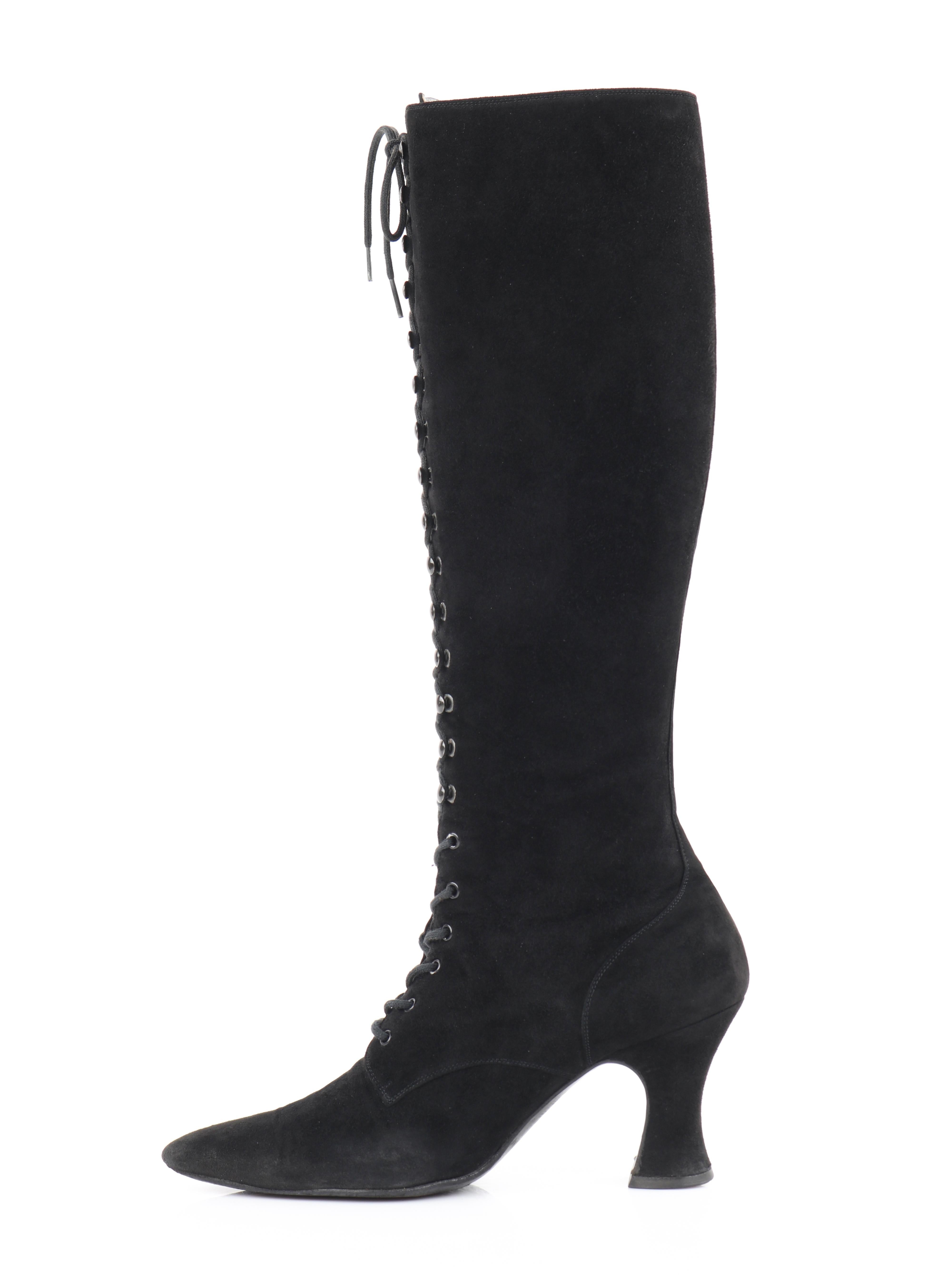 chanel black knee high boots
