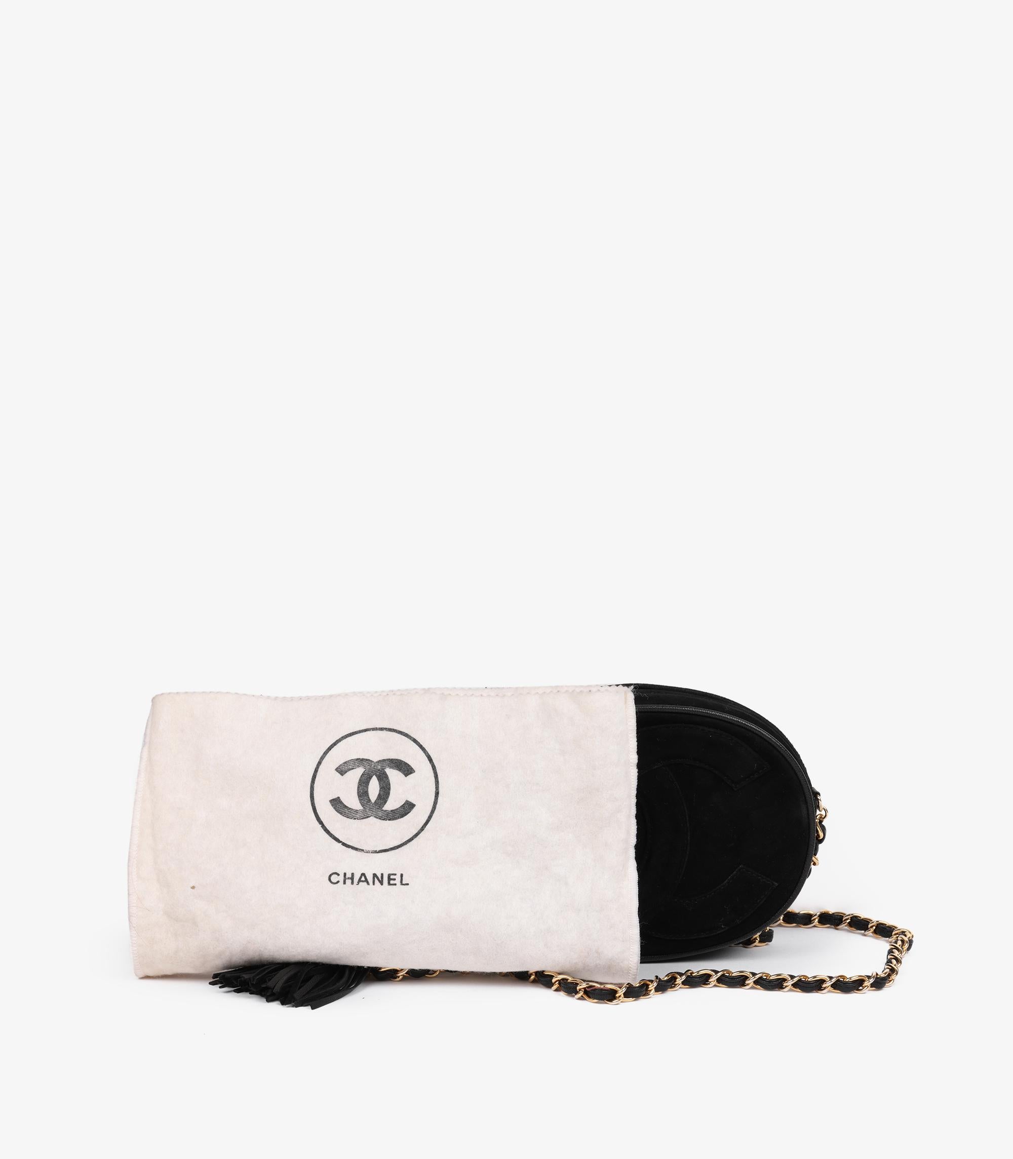 Chanel Black Suede & Leather Vintage Mini Oval Timeless Fringe Shoulder Bag en vente 6