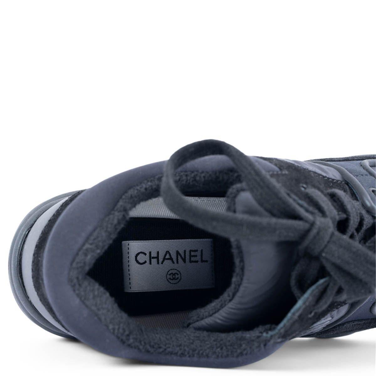 CHANEL black suede & mesh REV Sneakers Shoes 38.5 For Sale 3