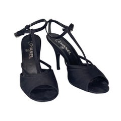 Chanel Black Suede Open Toe Sandal Pump (38.5 EU)